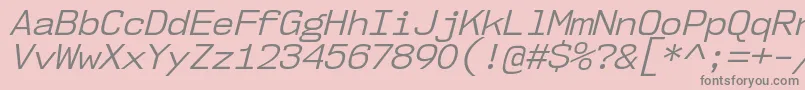 Nk57MonospaceNoBkIt-Schriftart – Graue Schriften auf rosa Hintergrund