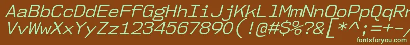 Nk57MonospaceNoBkIt Font – Green Fonts on Brown Background