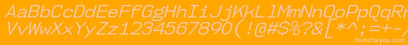 Fonte Nk57MonospaceNoBkIt – fontes rosa em um fundo laranja