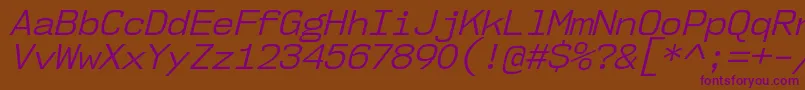 Nk57MonospaceNoBkIt Font – Purple Fonts on Brown Background