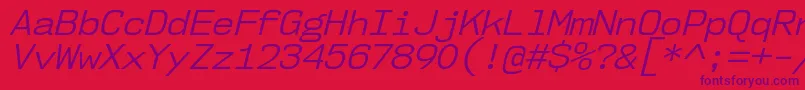 Nk57MonospaceNoBkIt-Schriftart – Violette Schriften auf rotem Hintergrund