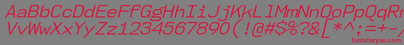 Nk57MonospaceNoBkIt-Schriftart – Rote Schriften auf grauem Hintergrund