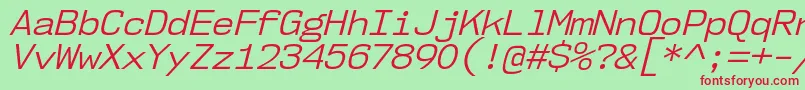 Nk57MonospaceNoBkIt-Schriftart – Rote Schriften auf grünem Hintergrund
