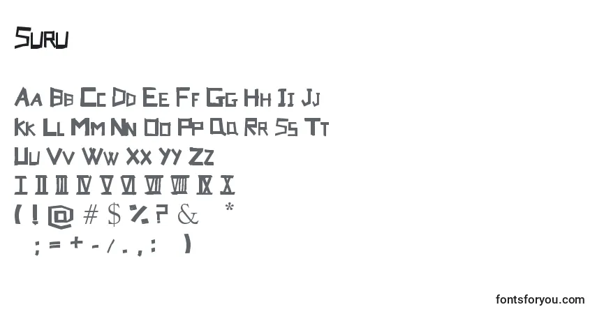 Suru-fontti – aakkoset, numerot, erikoismerkit