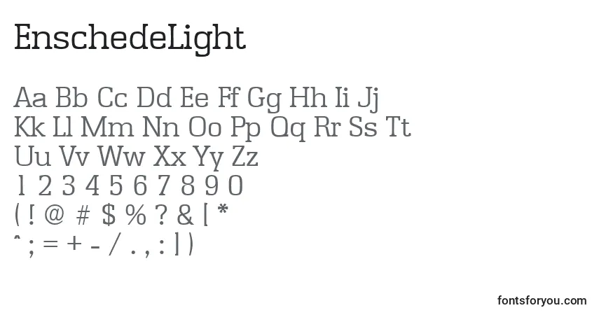 A fonte EnschedeLight – alfabeto, números, caracteres especiais