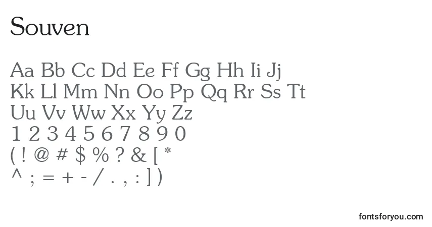 Schriftart Souven – Alphabet, Zahlen, spezielle Symbole