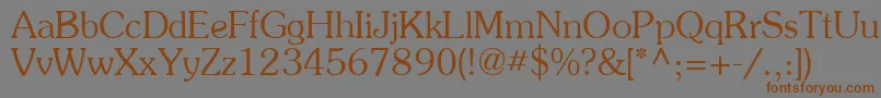 フォントSouven – 茶色の文字が灰色の背景にあります。