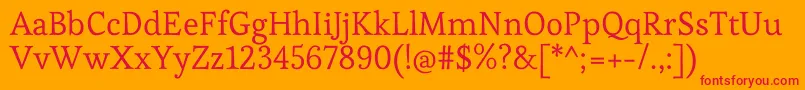 フォントEstebanRegular – オレンジの背景に赤い文字