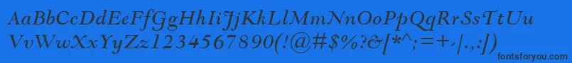 GoudyModernMtItalic Font – Black Fonts on Blue Background