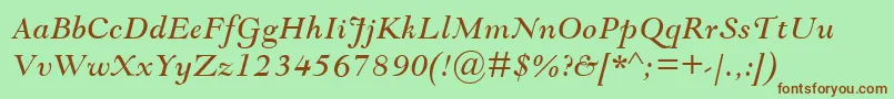 GoudyModernMtItalic Font – Brown Fonts on Green Background