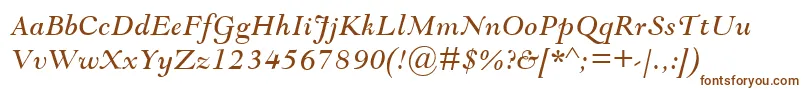 GoudyModernMtItalic-fontti – ruskeat fontit valkoisella taustalla