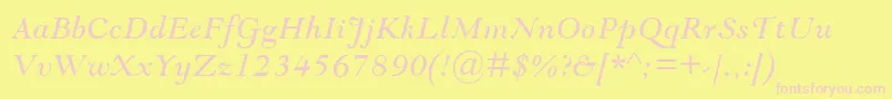 GoudyModernMtItalic-fontti – vaaleanpunaiset fontit keltaisella taustalla