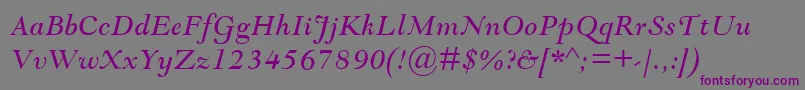 Шрифт GoudyModernMtItalic – фиолетовые шрифты на сером фоне