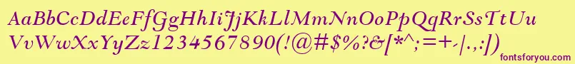 GoudyModernMtItalic Font – Purple Fonts on Yellow Background
