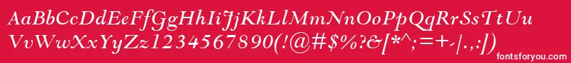 GoudyModernMtItalic Font – White Fonts on Red Background