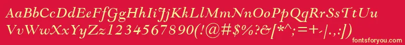 GoudyModernMtItalic Font – Yellow Fonts on Red Background