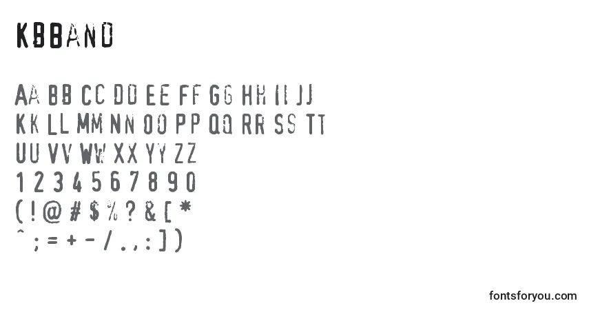 Schriftart KbBand – Alphabet, Zahlen, spezielle Symbole