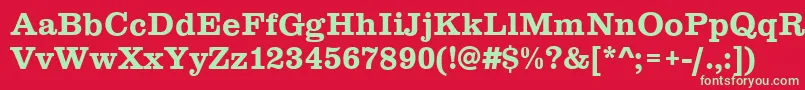 フォントClareBold – 赤い背景に緑の文字