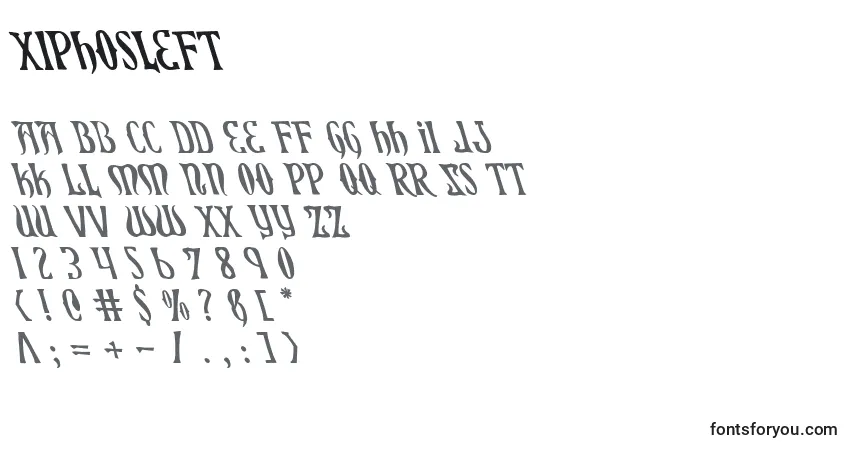 A fonte Xiphosleft – alfabeto, números, caracteres especiais