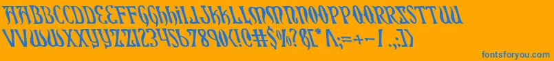 Xiphosleft-Schriftart – Blaue Schriften auf orangefarbenem Hintergrund