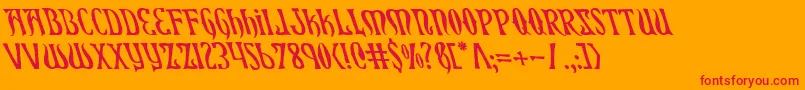 Xiphosleft-Schriftart – Rote Schriften auf orangefarbenem Hintergrund