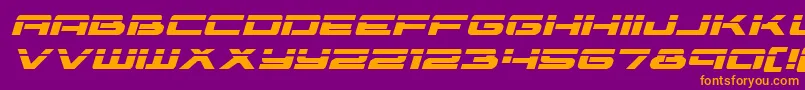 Vorpalexpandital-Schriftart – Orangefarbene Schriften auf violettem Hintergrund