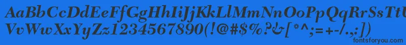 フォントNewcaledonialtstdBoldit – 黒い文字の青い背景