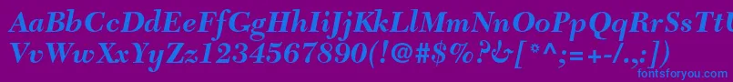 フォントNewcaledonialtstdBoldit – 紫色の背景に青い文字