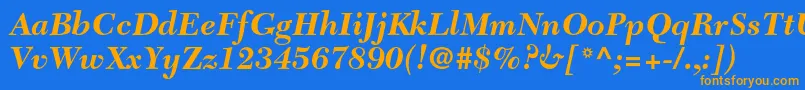 NewcaledonialtstdBoldit Font – Orange Fonts on Blue Background