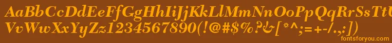 NewcaledonialtstdBoldit Font – Orange Fonts on Brown Background