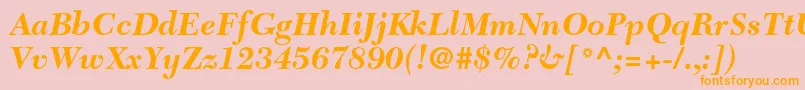 NewcaledonialtstdBoldit Font – Orange Fonts on Pink Background