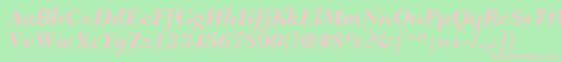 フォントNewcaledonialtstdBoldit – 緑の背景にピンクのフォント