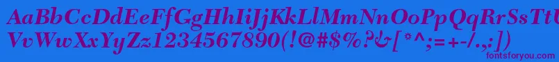 NewcaledonialtstdBoldit Font – Purple Fonts on Blue Background