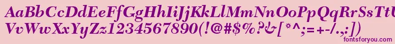 NewcaledonialtstdBoldit Font – Purple Fonts on Pink Background