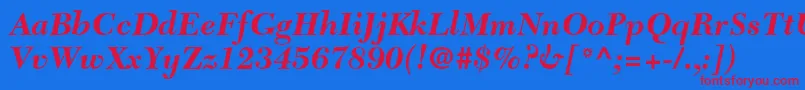 NewcaledonialtstdBoldit Font – Red Fonts on Blue Background