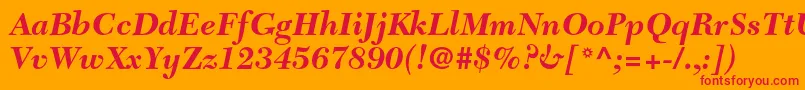 NewcaledonialtstdBoldit Font – Red Fonts on Orange Background