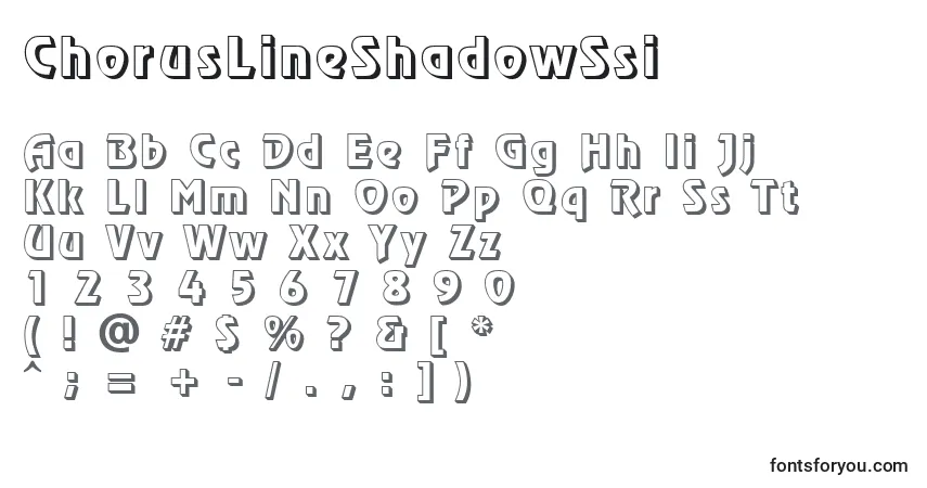 Шрифт ChorusLineShadowSsi – алфавит, цифры, специальные символы