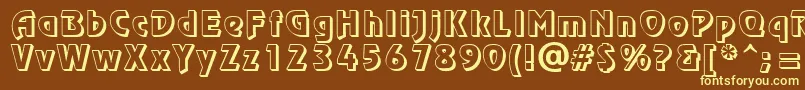 ChorusLineShadowSsi-fontti – keltaiset fontit ruskealla taustalla