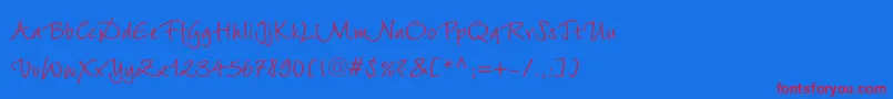 フォントWiesbadenswingLtRoman – 赤い文字の青い背景