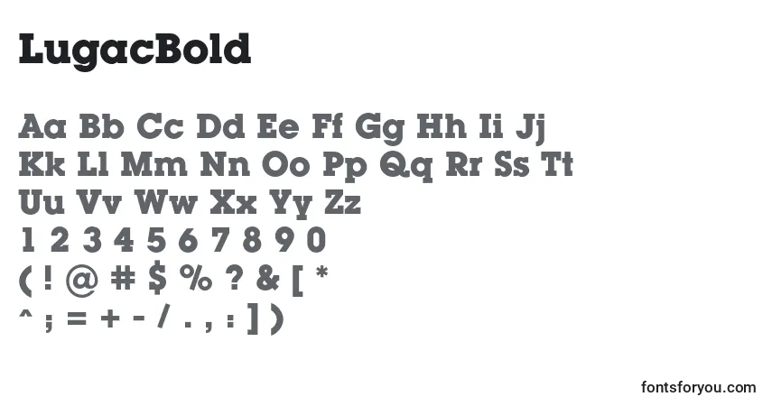 A fonte LugacBold – alfabeto, números, caracteres especiais
