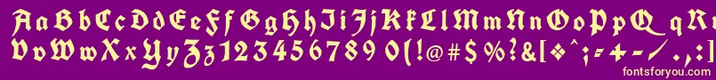 フォントKochFrakturGesperrtUnz1a – 紫の背景に黄色のフォント