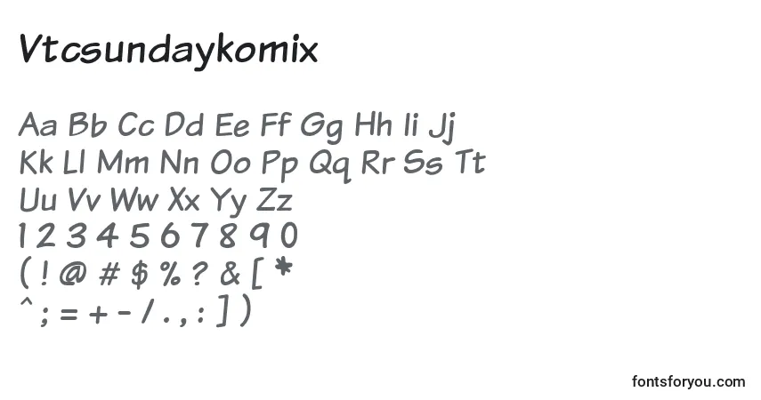 characters of vtcsundaykomix font, letter of vtcsundaykomix font, alphabet of  vtcsundaykomix font