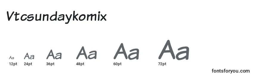 sizes of vtcsundaykomix font, vtcsundaykomix sizes