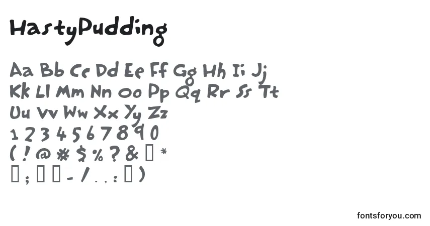 HastyPudding Font – alphabet, numbers, special characters