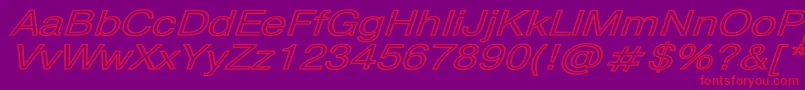 PragmaticaHwBoldItalic-Schriftart – Rote Schriften auf violettem Hintergrund