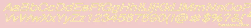 PragmaticaHwBoldItalic-Schriftart – Gelbe Schriften auf rosa Hintergrund