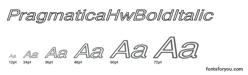 PragmaticaHwBoldItalic Font Sizes