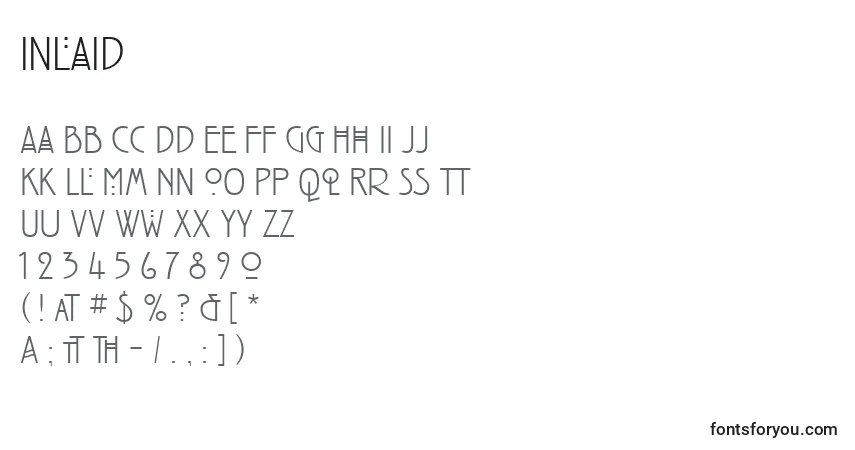 Czcionka Inlaid – alfabet, cyfry, specjalne znaki