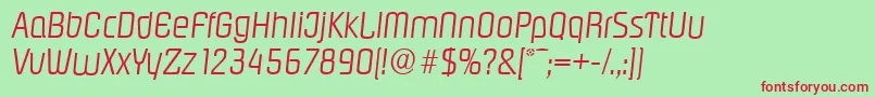 PasadenaserialLightItalic Font – Red Fonts on Green Background