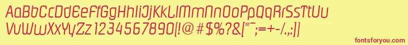 PasadenaserialLightItalic Font – Red Fonts on Yellow Background